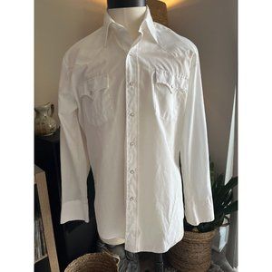 VTG Vintage Authetic Western brand White Large button snap shirt